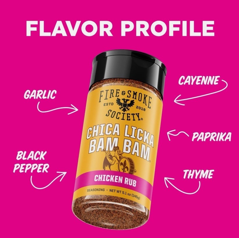 2 PACK Fire & Smoke Society Chica Licka Bam Bam Chicken Seasoning Blend