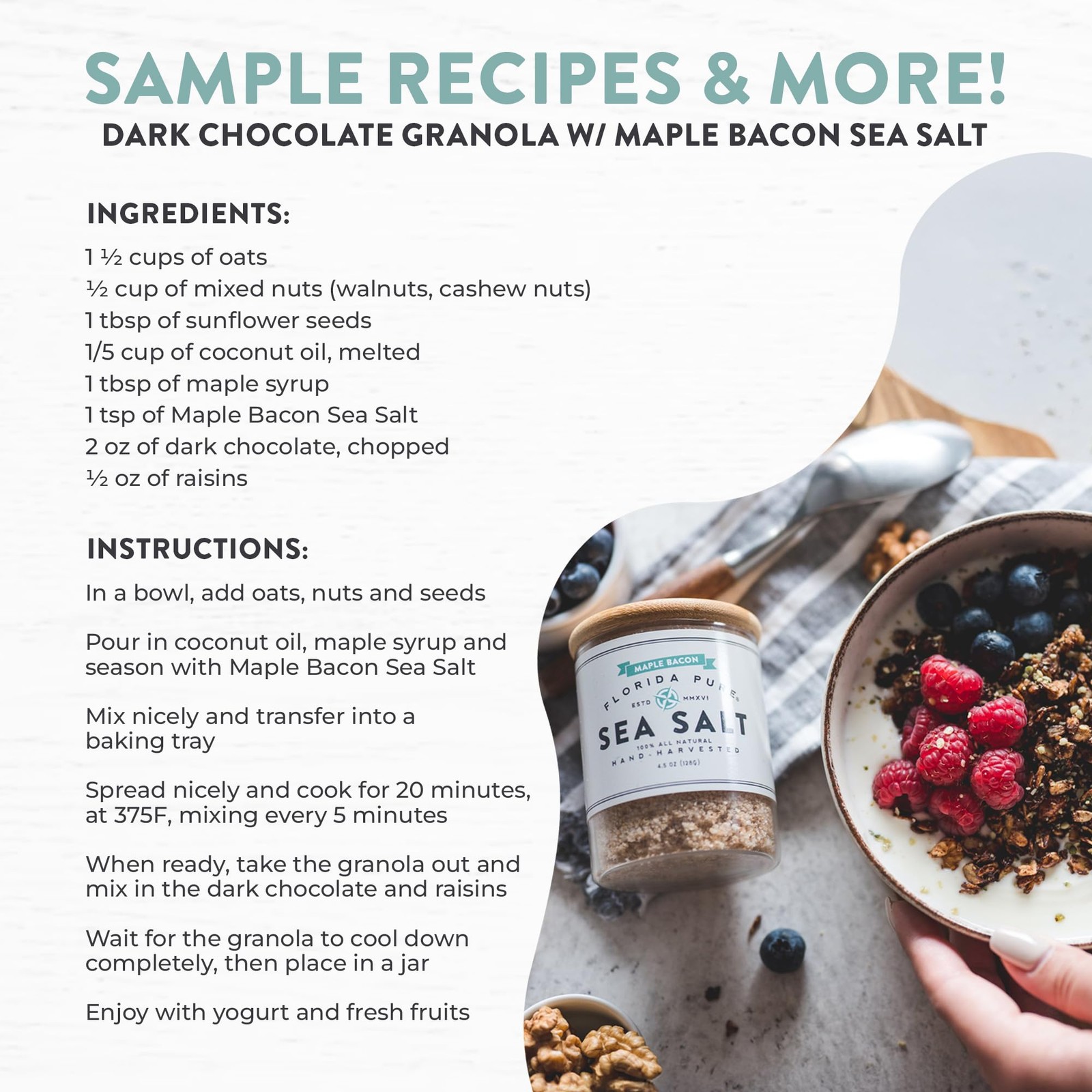 Maple Bacon Sea Salt – Smoky Bacon Salt, 80+ Mineral Sea Salt Unrefined, Non …