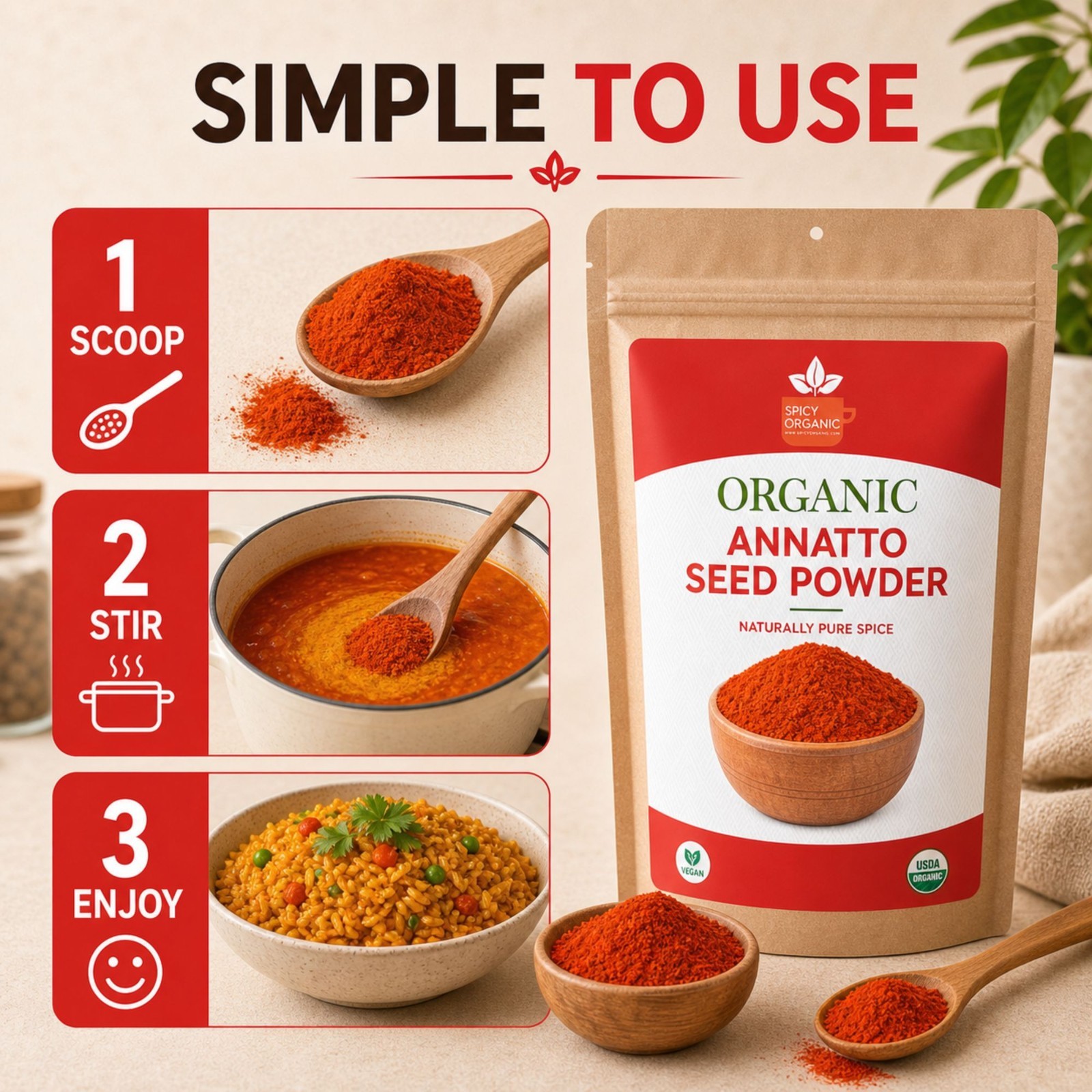 Spicy Organic Annatto Seed Seeds 16 oz | USDA Organic