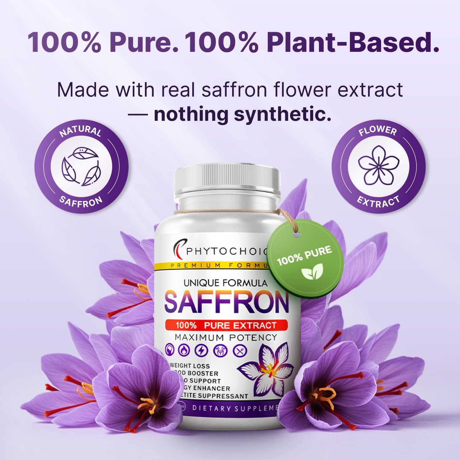 Saffron Supplements 100% Pure Saffron Extract Capsules Boost Energy & Mood,…