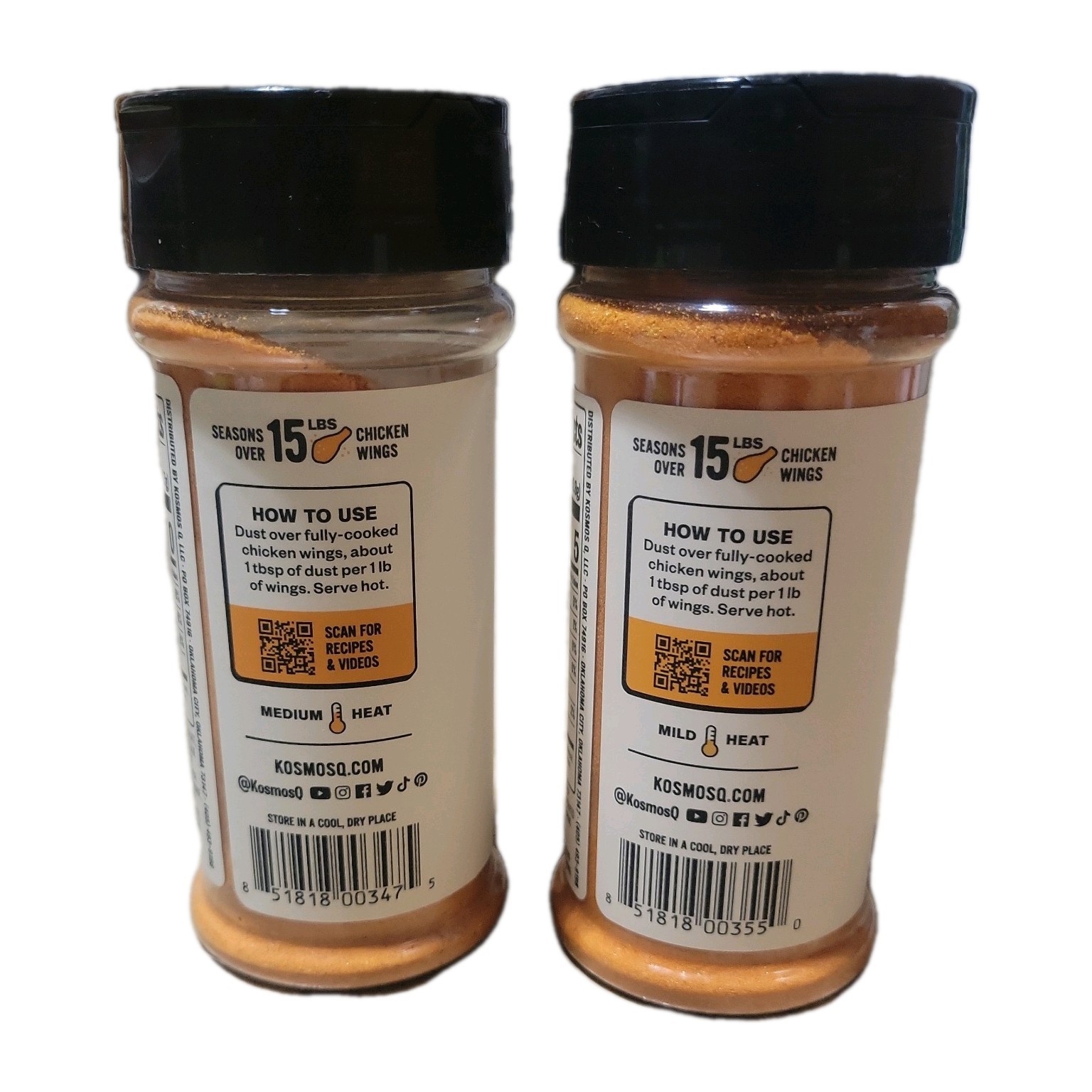 Kosmos Q Competition BBQ Wing Dust Seasoning Buffalo 4.6 OZ & Honey BBQ 5.5 OZ