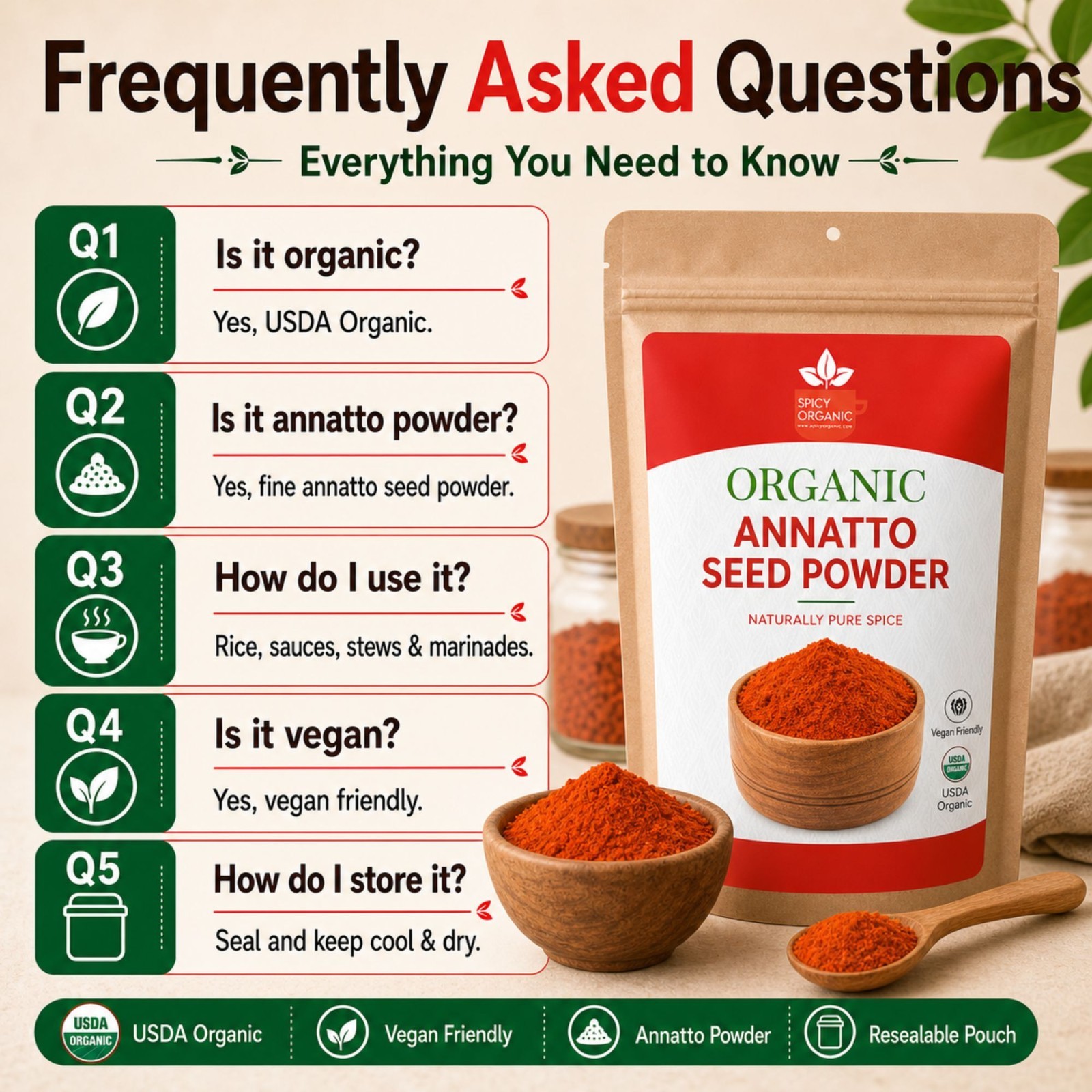 Spicy Organic Annatto Seed Seeds 4 oz | USDA Organic