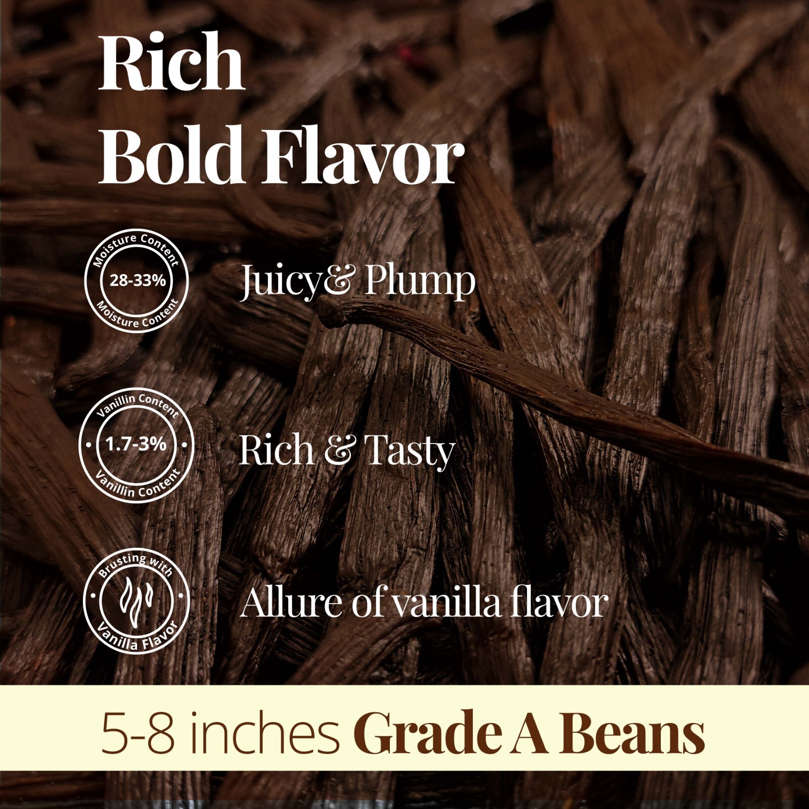 5 LBS Fresh Bourbon Gourmet Grade A Vanilla Beans 5″-8″ Free shipping.