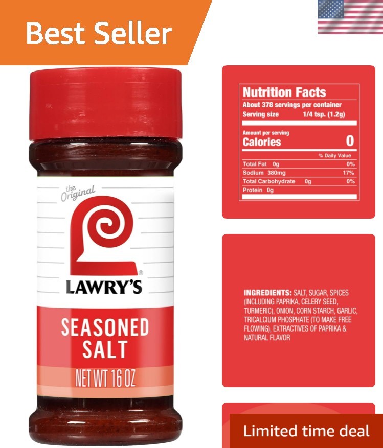 Casero 16 oz Seasoned Salt – Natural Blend of Herbs and Spices in Red Bottle