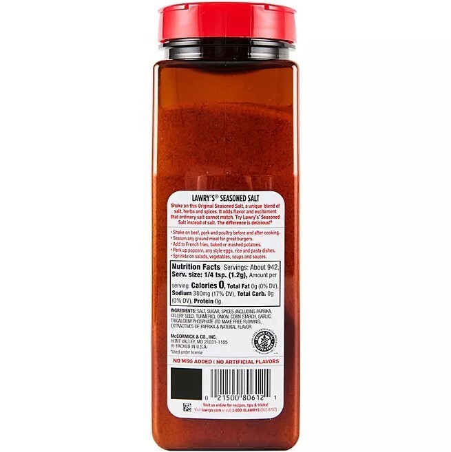 Lawry’s Seasoned Salt No added MSG Salt Herbs and Spices Blend 40 oz. x 2 pk.