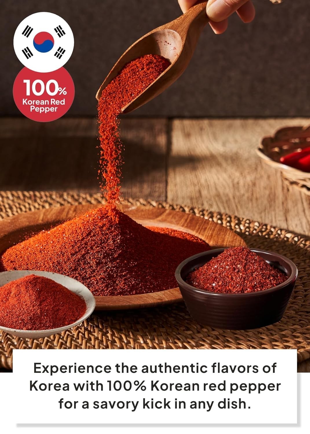 Korean Chili Powder Bundle, Fine and Coarse Red Pepper for Cooking Essentials