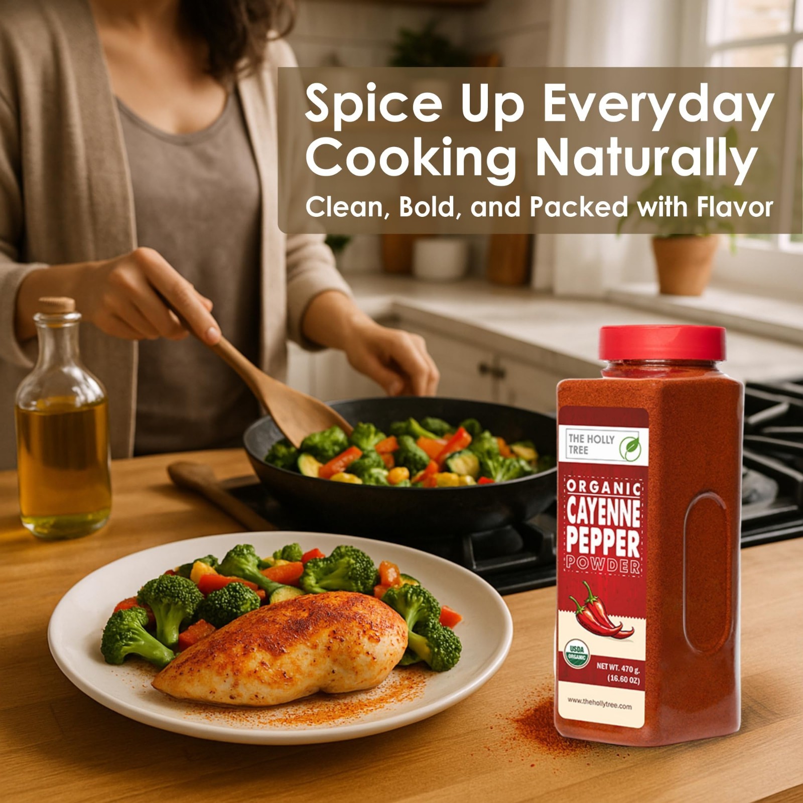 Organic Cayenne Pepper Powder 16.60 oz – Ground Red Chili Spice, Gluten Free, US