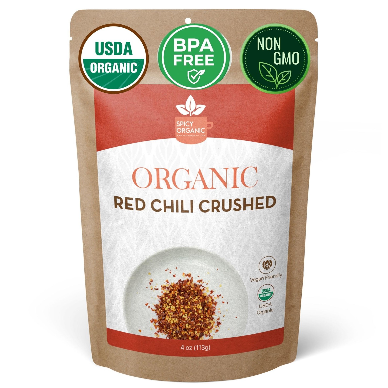 SPICY ORGANIC Crushed Red Pepper Flakes 4 oz. – Robust Chili Peppers 4 Ounce