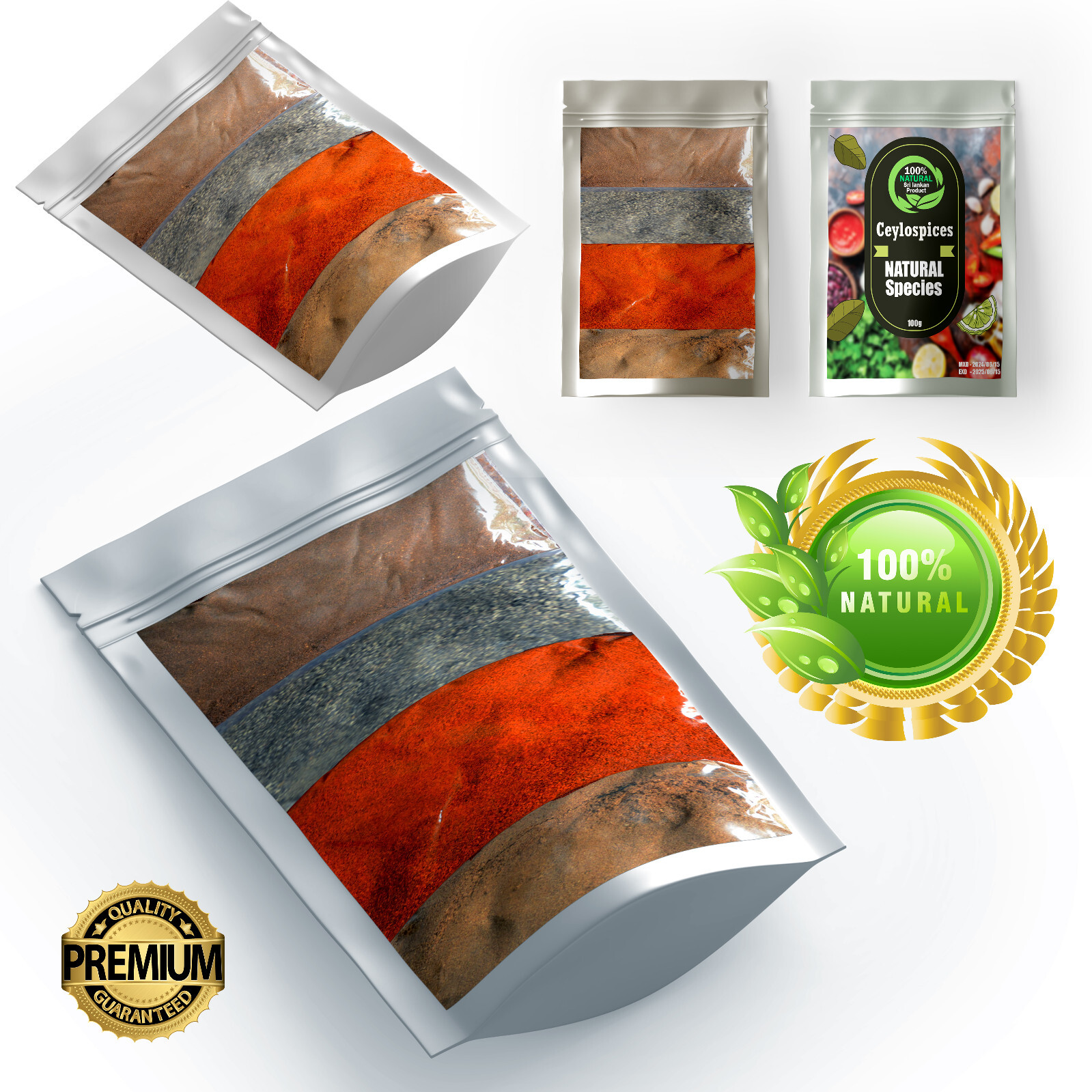 Organic Pure Ceylon Spices High Quality Sri Lankan Curry powder, Pepper, chille