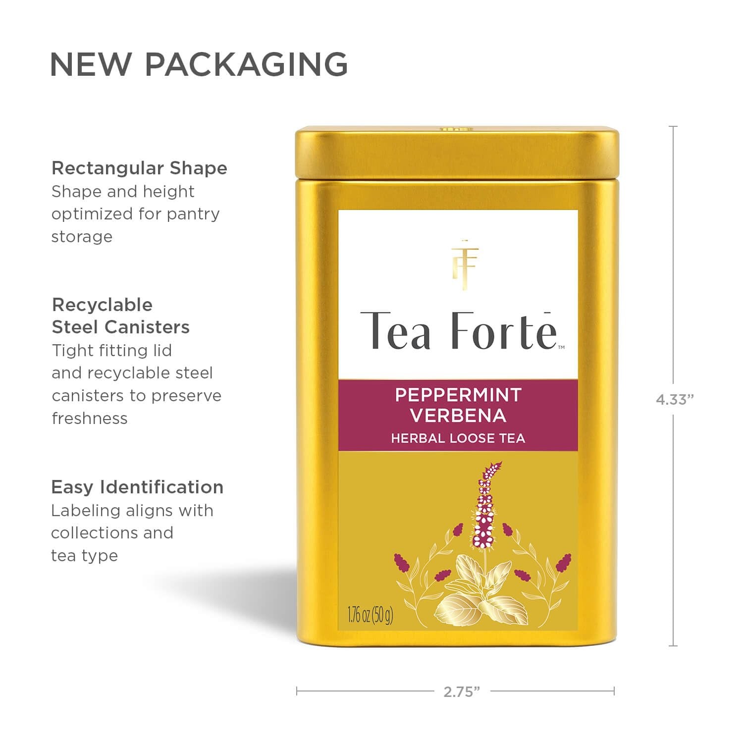 Tea Forte Peppermint Verbena Premium Loose Leaf Caffeine-Free Herbal Tea Blen…