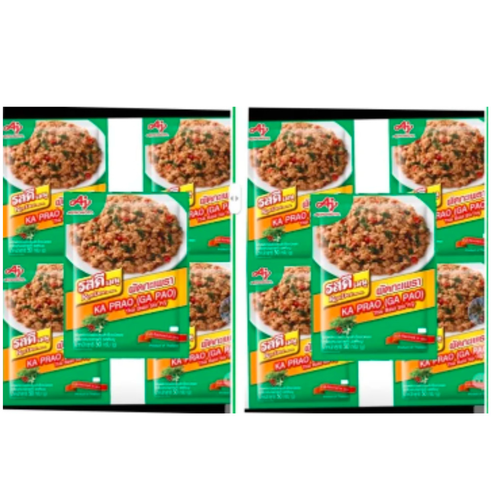 Ros Dee Spicy Powder Ajinomoto PAD KRAPRAW Thai Food Basil Leaves Aroma 50gx10g.