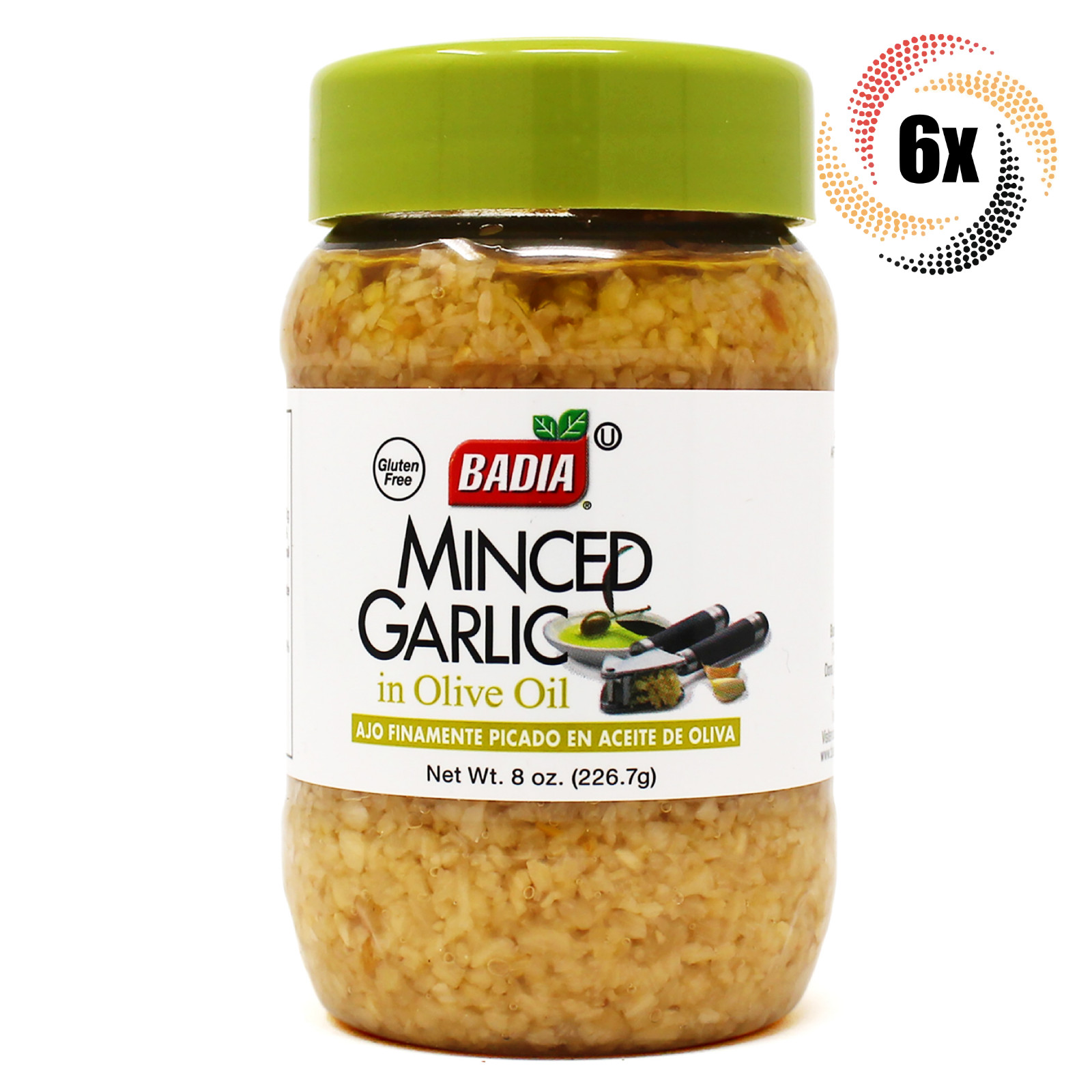 6x Jars Badia Minced Garlic In Olive Oil | 8oz | Gluten Free & Sodium Free