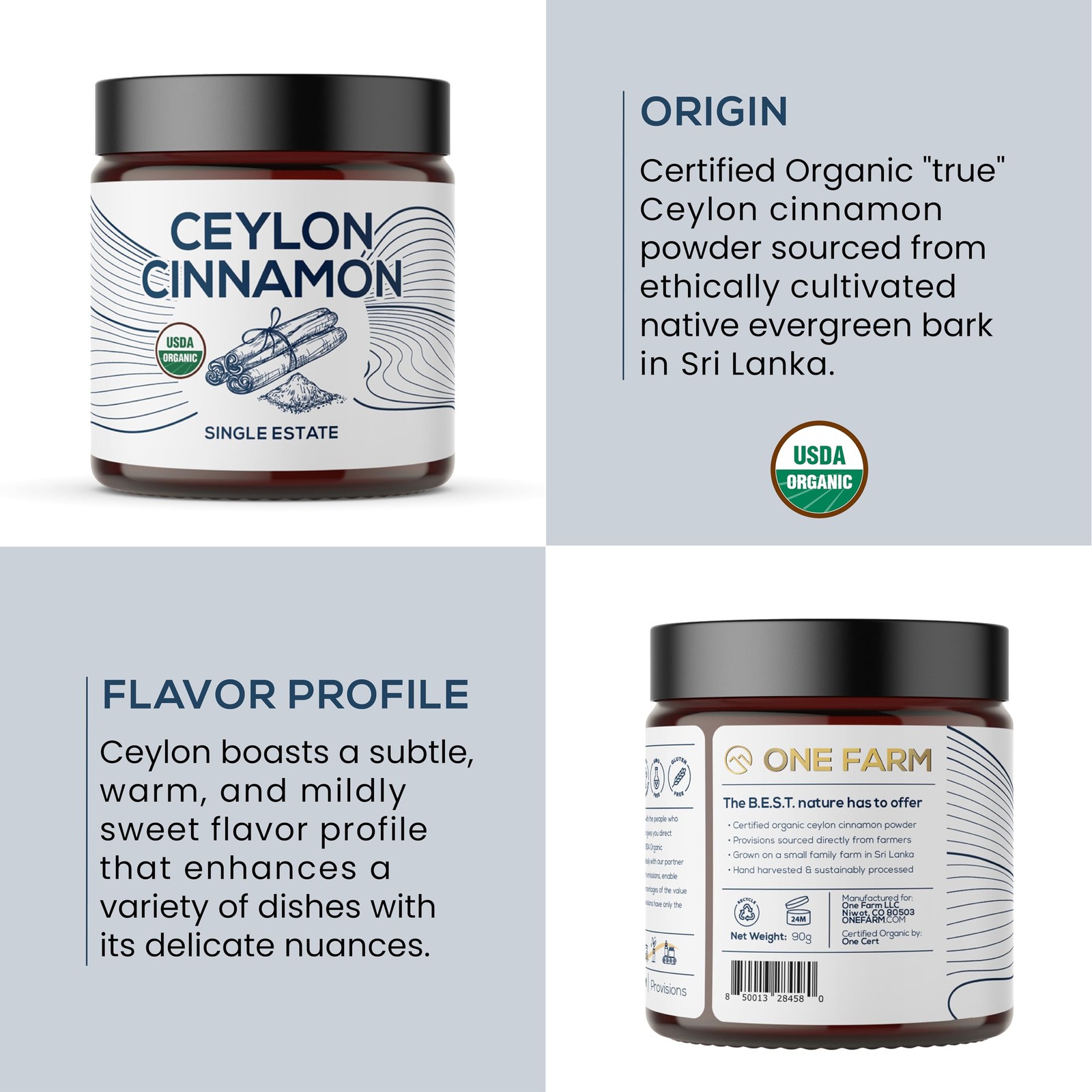 One Farm by WAAYB Organic Ceylon Cinnamon, Single Estate, Freshly Ground…