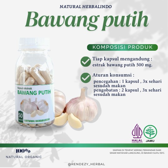 Indonesian Garlic Extract Capsules 50pcs Natural Herbal Supplement
