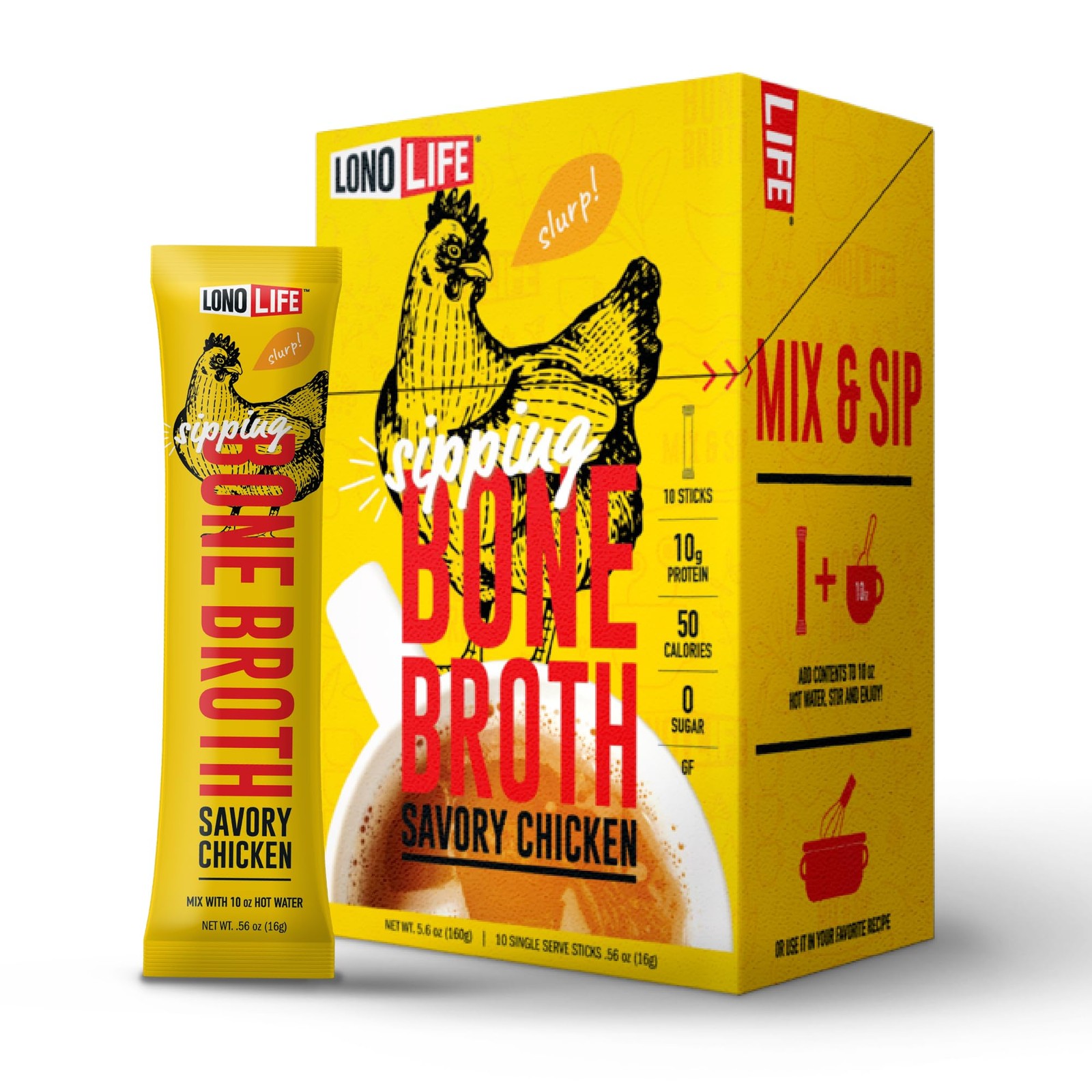 LonoLife Chicken Bone Broth Powder Mix | 10g Protein | CollagenRich, Keto & P…