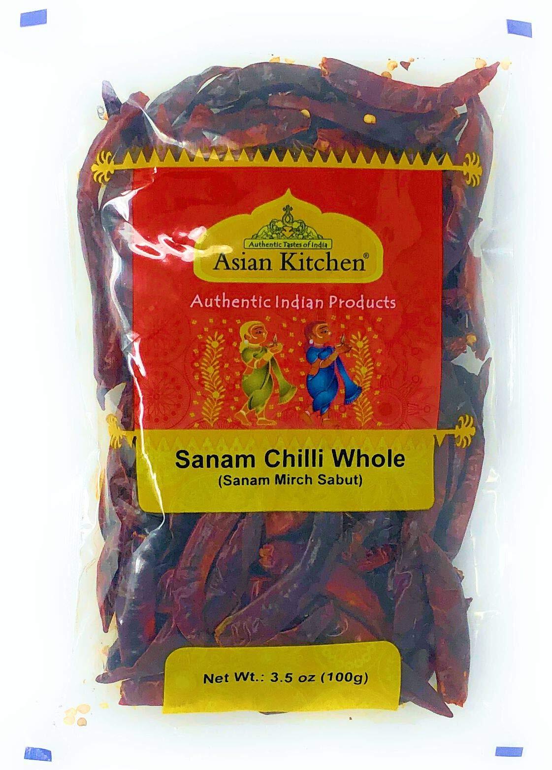 Asian Kitchen Sanam Chilli Whole Stemless, Indian Chilli 3.5oz (100g)