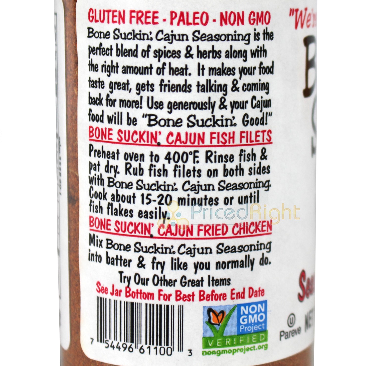 Bone Suckin’ Sauce Cajun Seasoning and Rub 4.2 Oz Bottle Non Gmo Gluten Fat Free
