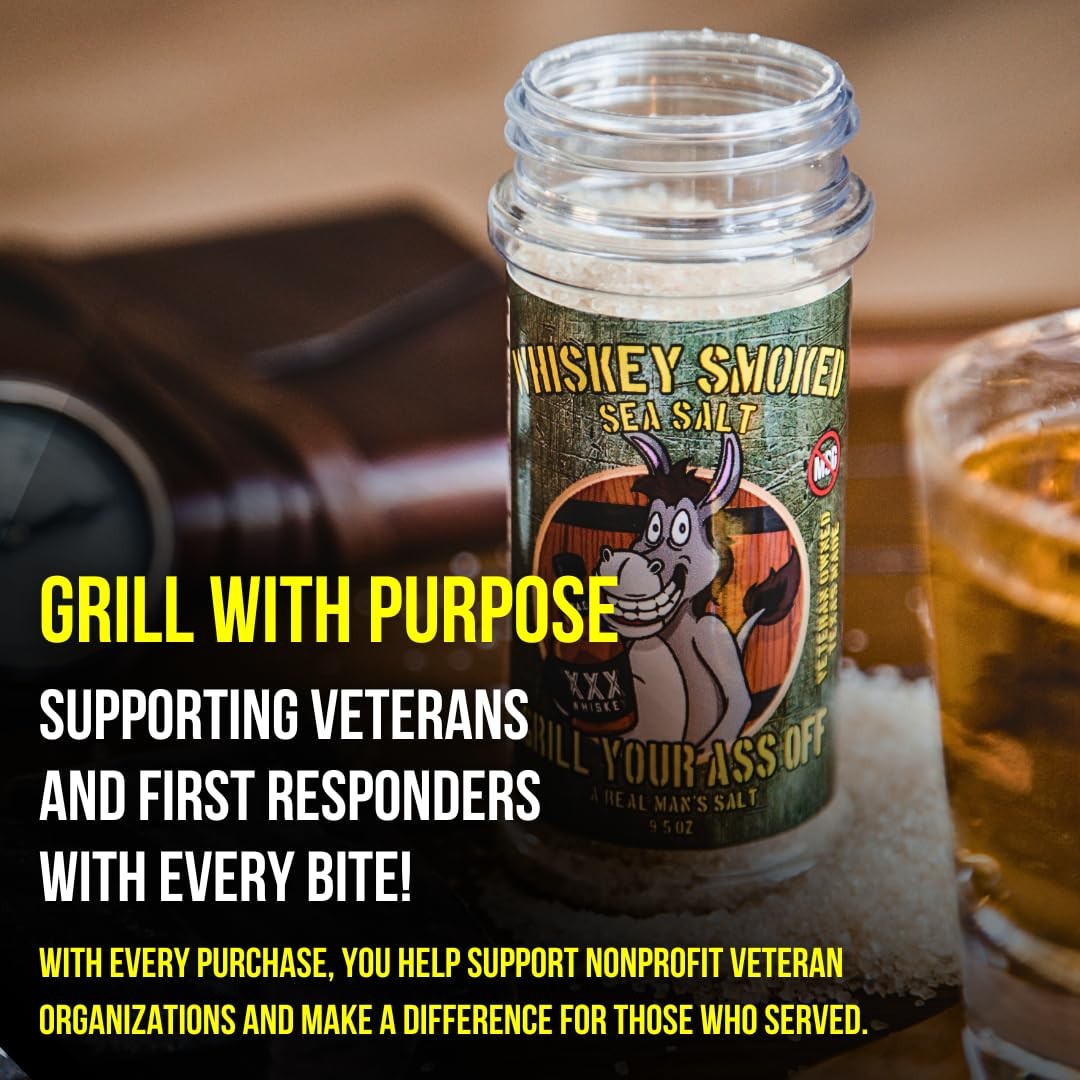 Grill Your As* Off Whiskey Smoked Sea Salt, 4oz Flaky Sea Salt Flakes, Smoked…