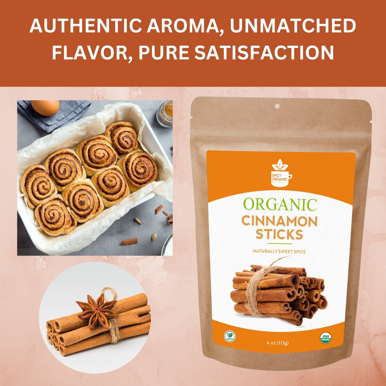 Organic Cinnamon Sticks -Gluten Free, Non-GMO, and USDA Organic -3.5-Inch Length