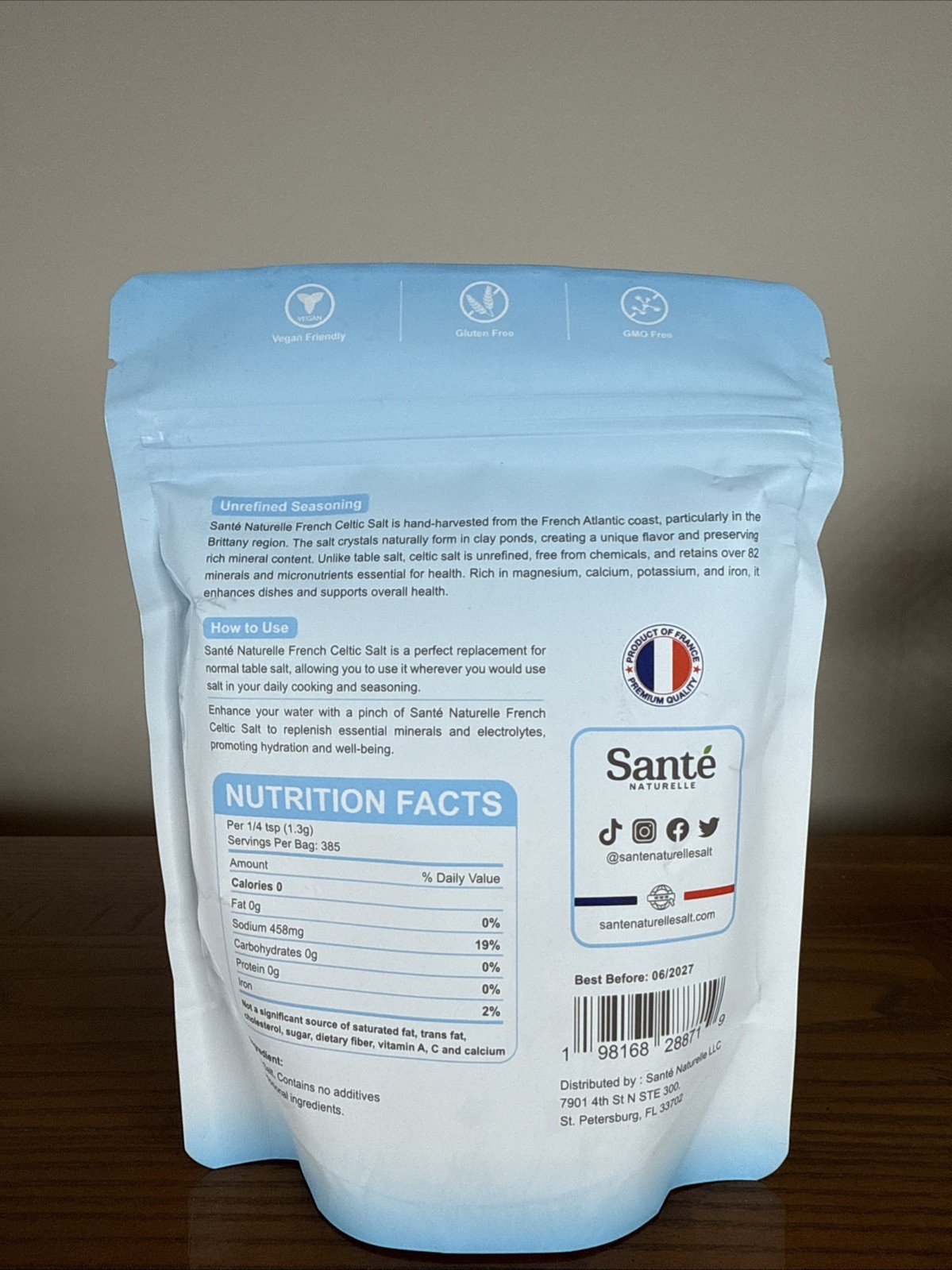 Sante Grey Coarse Sea Salt 1.1lb – Unrefined Organic Rich in Minerals