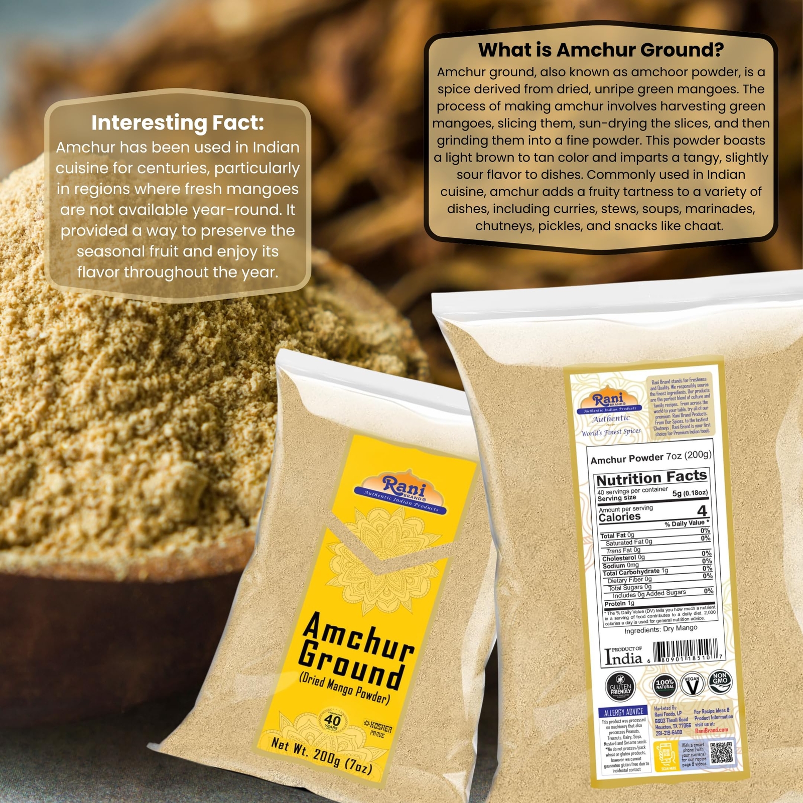 Rani Amchur (Mango) Ground Powder Spice 7oz (200g)