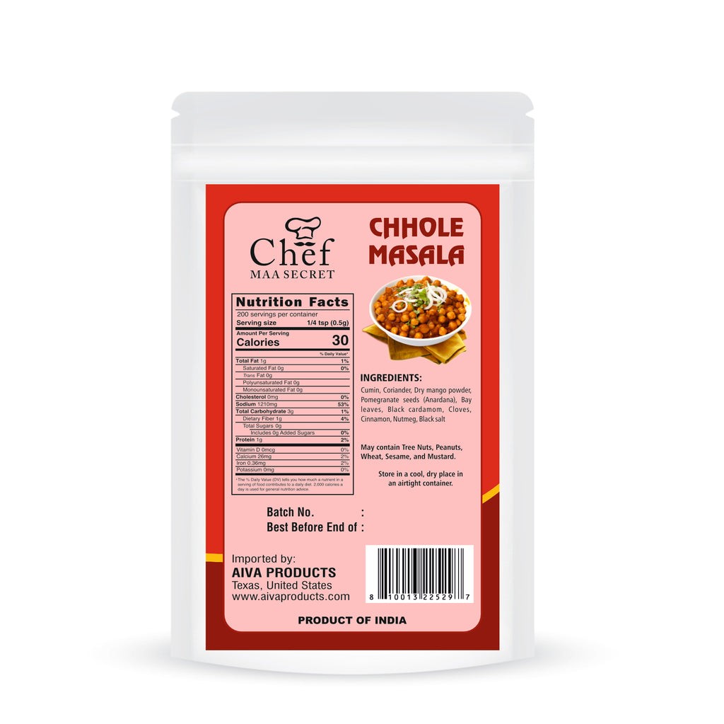 Aiva Chef Chole Masala 100 GM (Pack of 4) | Indian Blended Spices