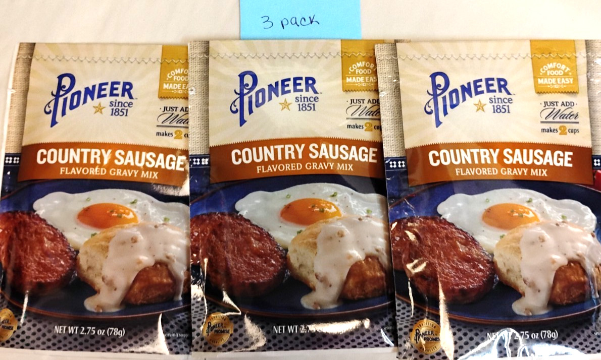 Pioneer Country Sausage Gravy Mix 2.75 oz Peppered Cream Sauce 1 Pack or 3 Pack