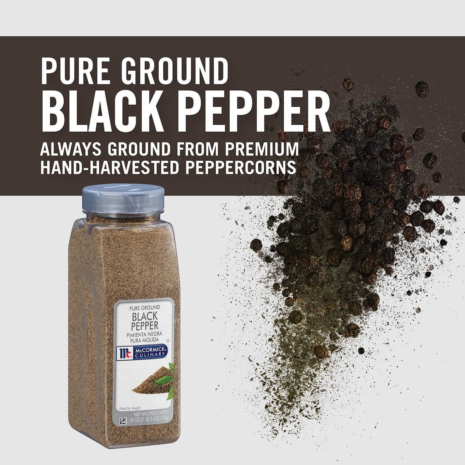 McCormick Culinary Pure Ground Black Pepper, 18 oz – 1.12 Pound (Pack of 1)