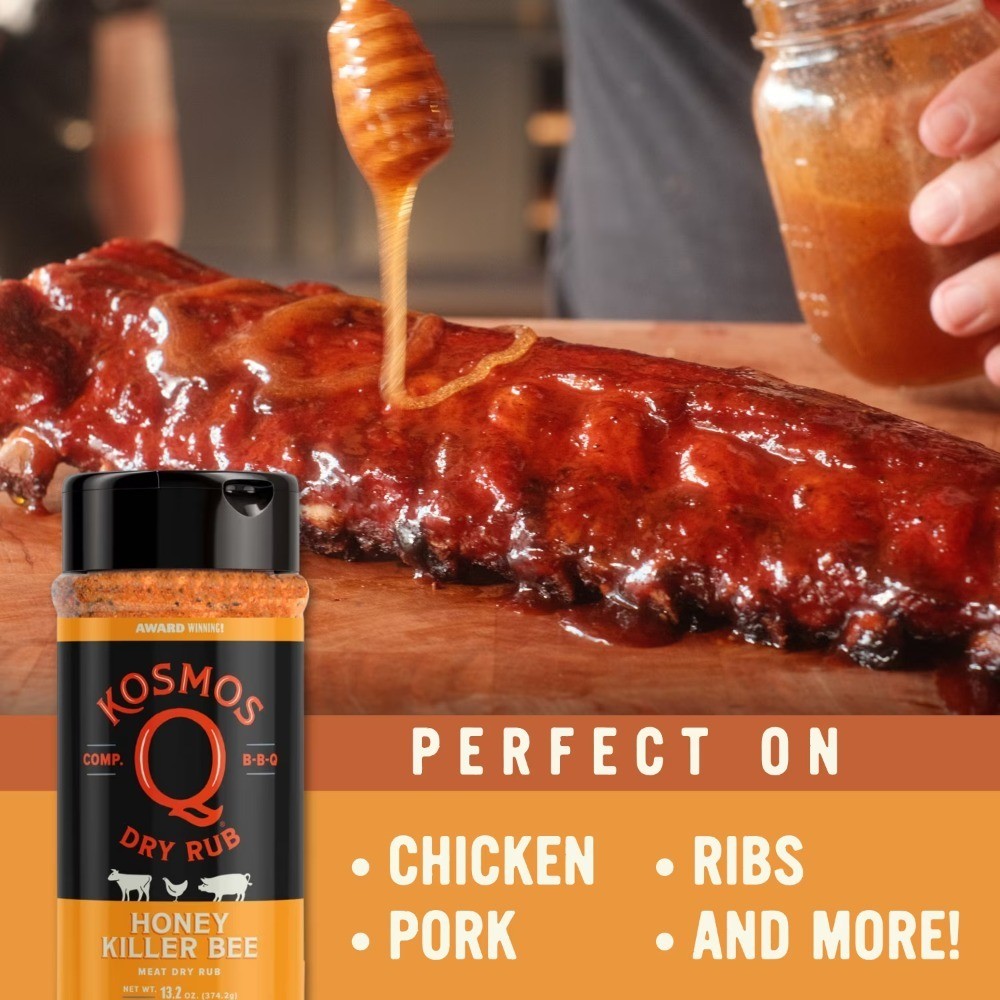 Kosmos Q Honey Killer Bee Dry BBQ Rub and Seasonings for Beef, Chicken & Pork,
