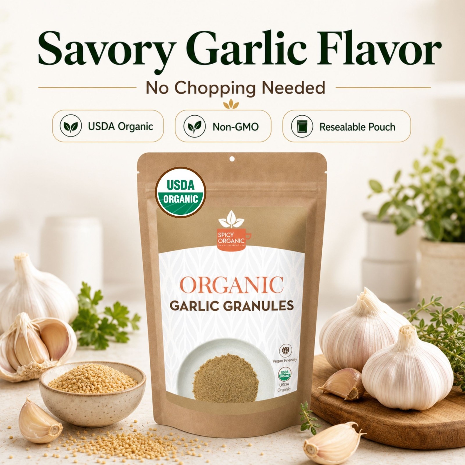 Spicy Organic Garlic Granules 10 lbs | USDA Organic