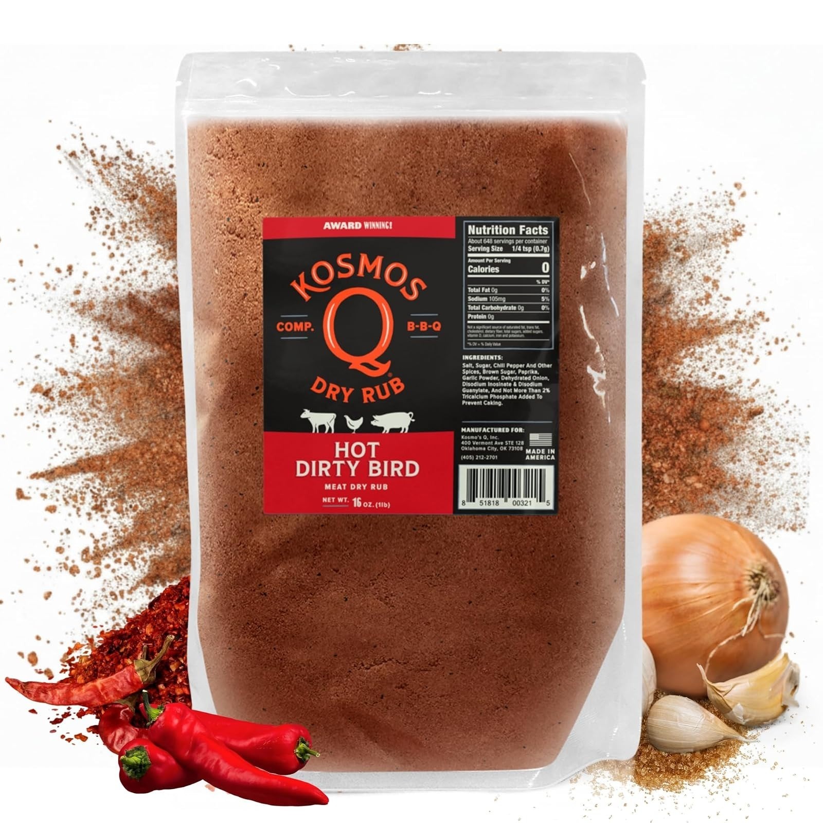 Kosmos Q Honey Chipotle BBQ Dry Rub 12.6 Oz Sweet & Spicy Seasoning