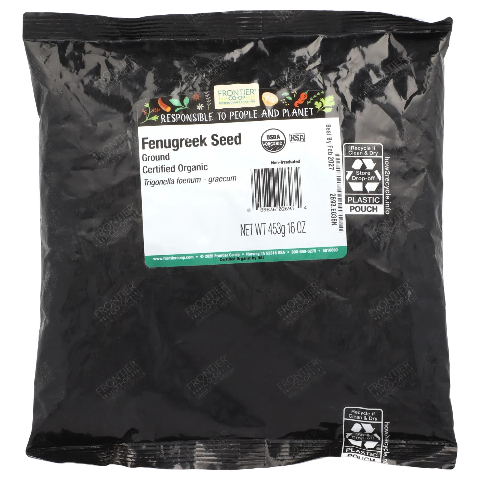 Organic Ground Fenugreek Seed, 16 oz (453 g)
