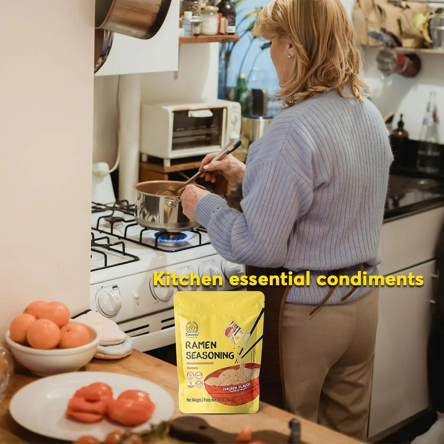 SUNGIVEN Chicken Instant Ramen Seasoning Powder, Vegan, Mild Premium Instant Noo