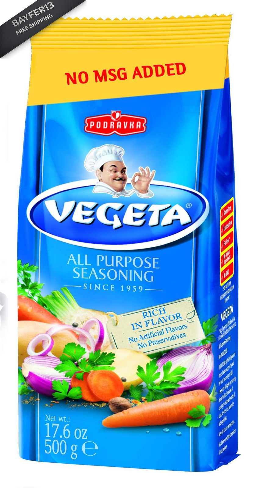 Vegeta, Gourmet Seasoning, No MSG, 17.6oz 500g bag 17.6 Ounce (Pack of 1)