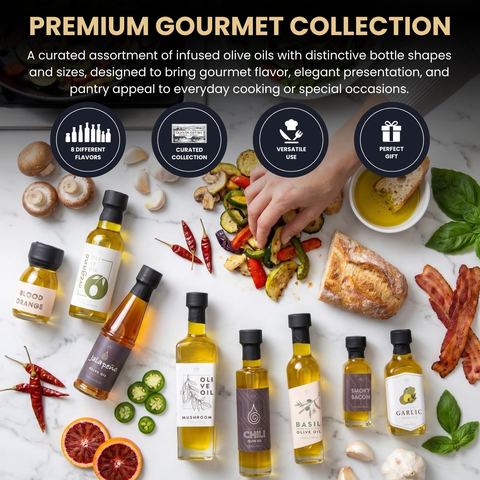 Kiri & Sons Olive Oil Gourmet Sampler Gift Set of 8 – 8 Infused