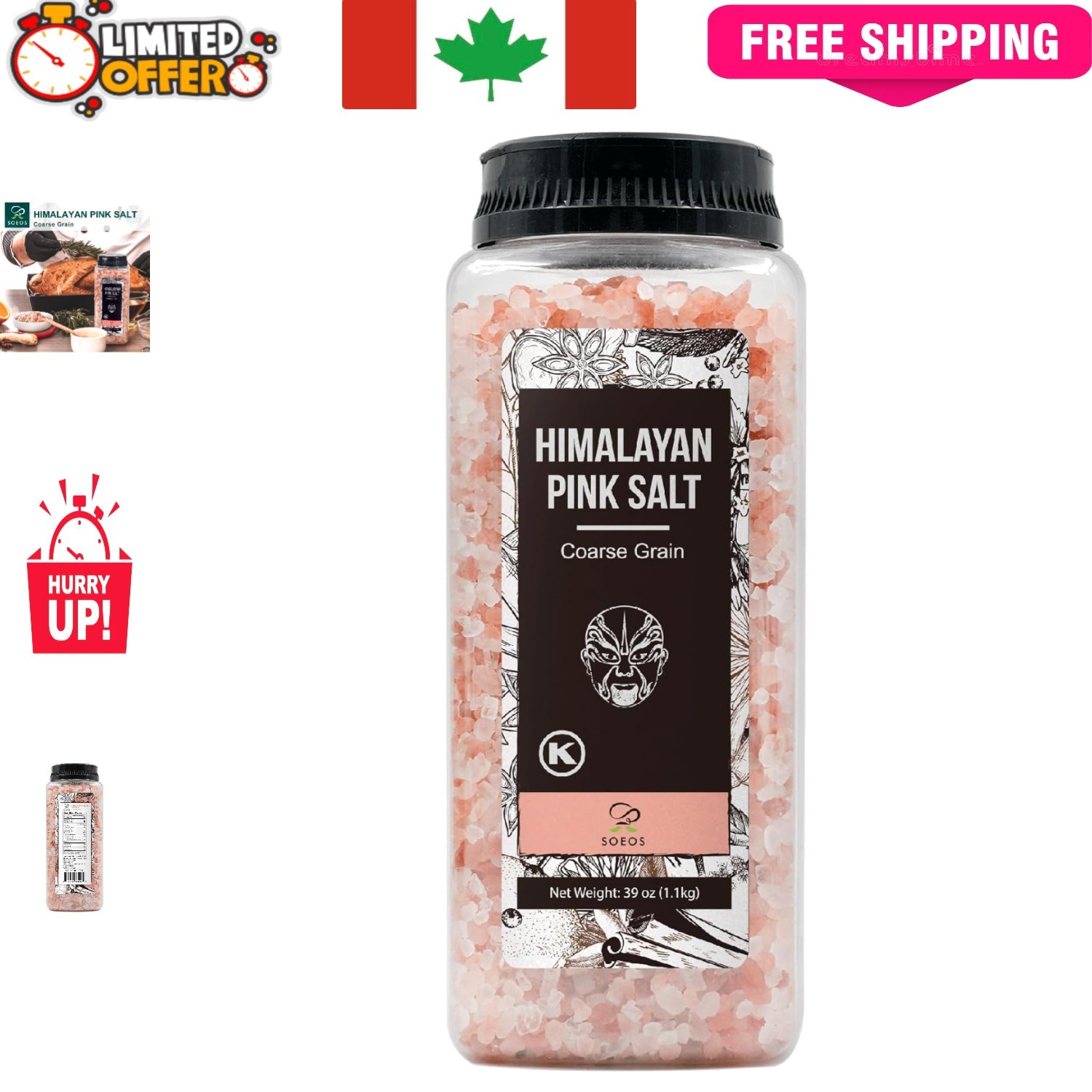 Coarse Himalayan Pink Salt 1.18kg | Gourmet, Kosher, Non-GMO Culinary Essential