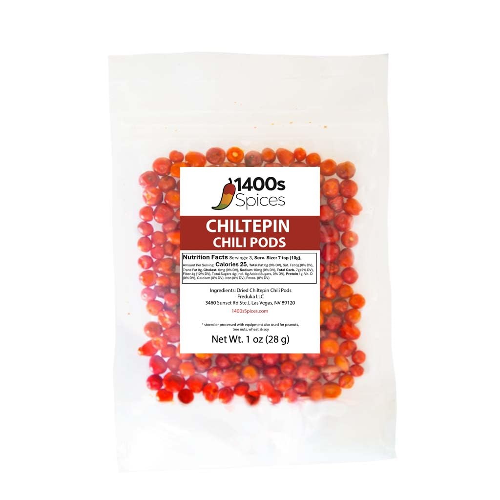 1oz Dried Chiltepin Peppers (Chile Tepin), Chiltepines 1 Ounce (Pack of 1)