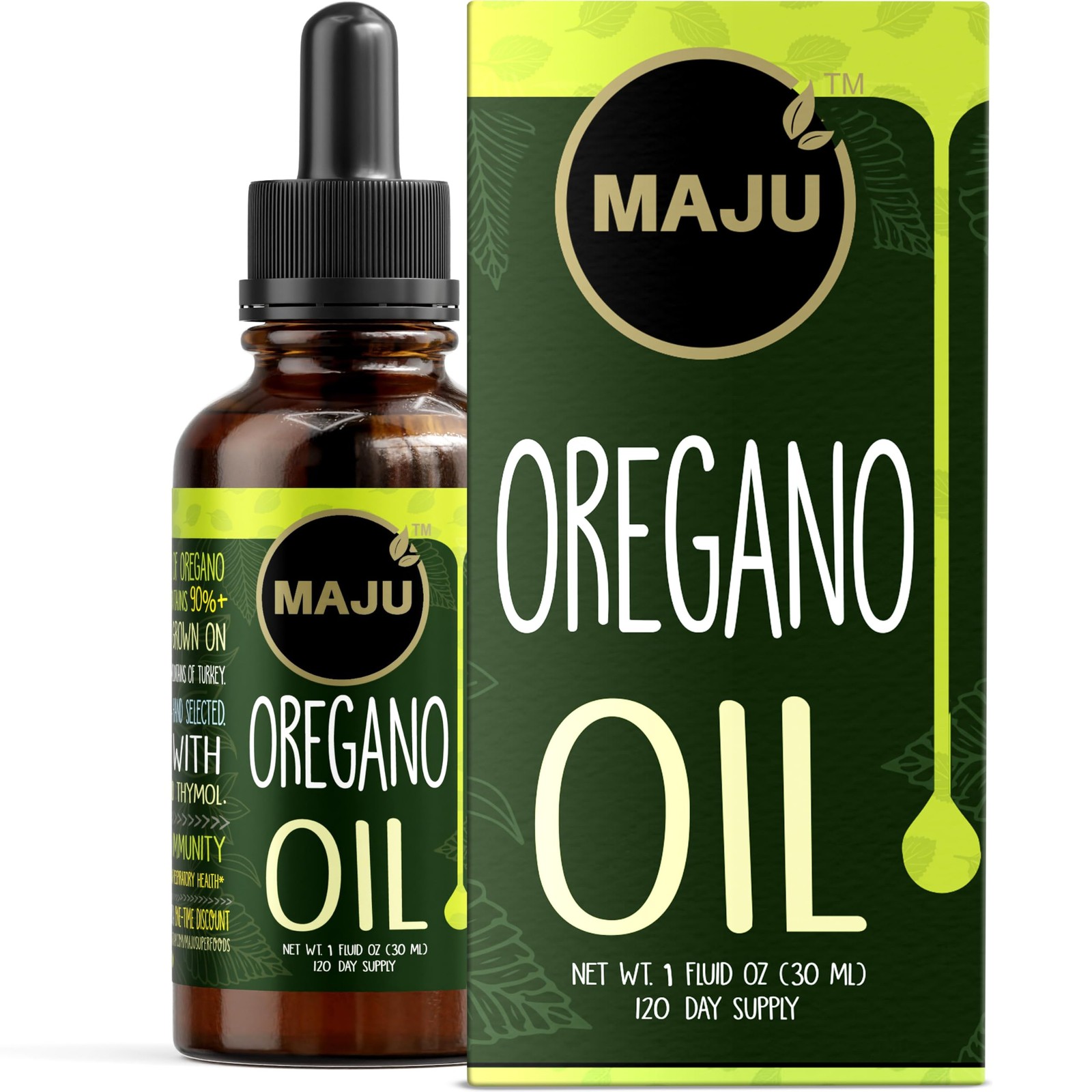 Maju Superfoods Oregano Oil Drops, Potent 90%+ Carvacrol 1 Fl Oz (Pack of 1)