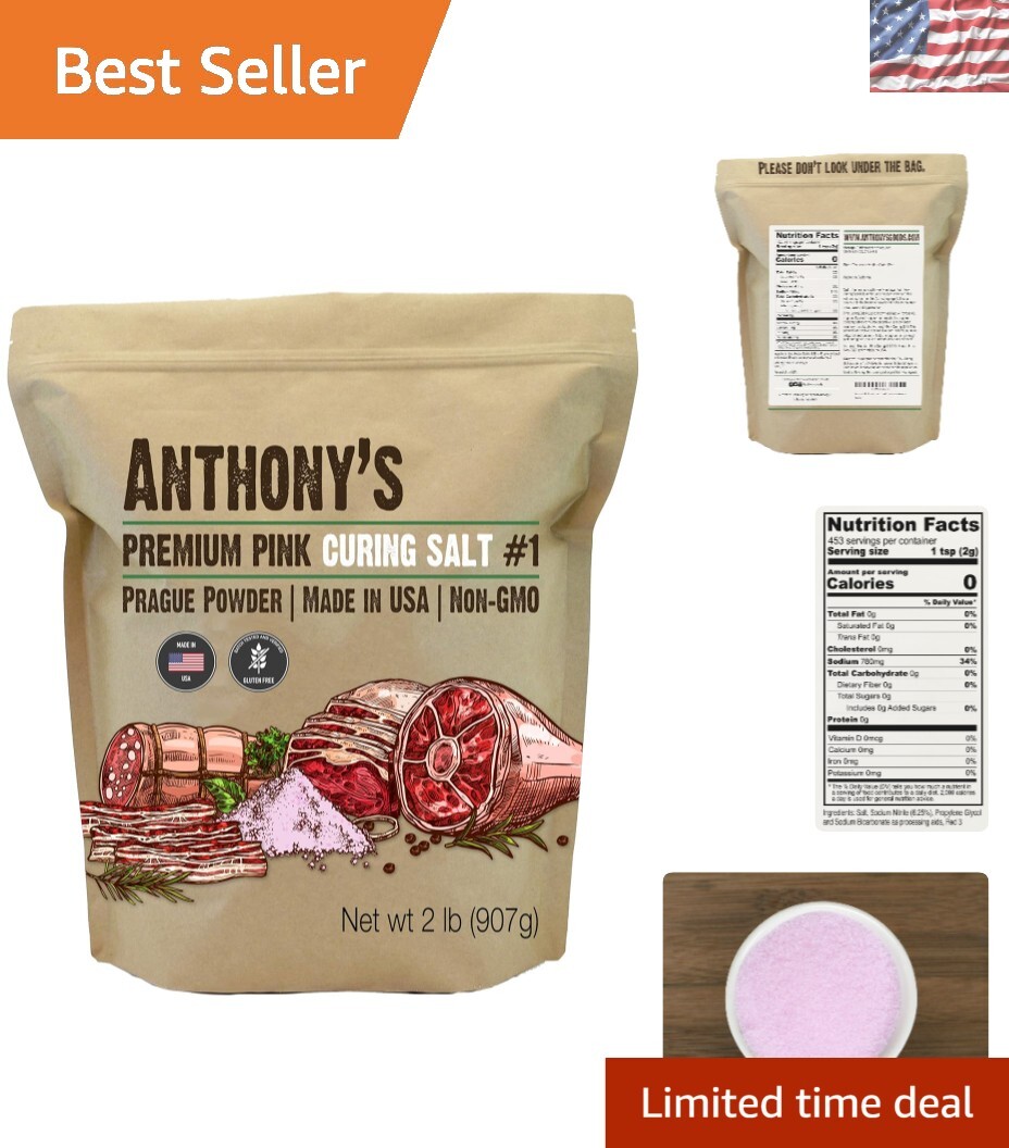 2 lb Pink Curing Salt – Batch Tested Gluten Free, Ideal for Wet-Curing Meats