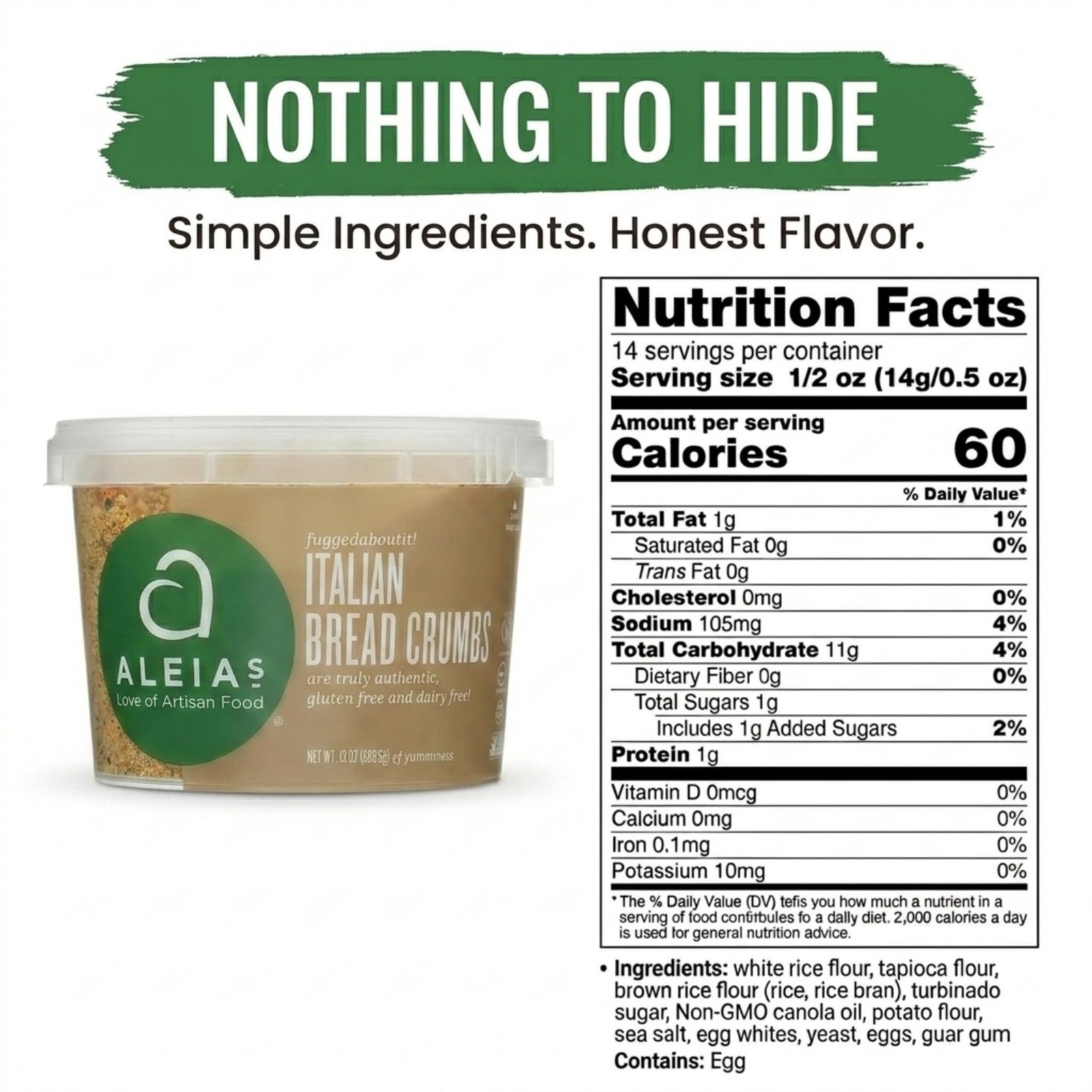 ALEIAS GLUTEN FREE BAKERY Italian Bread Crumbs, 13 OZ 13 Ounce (Pack of 1)