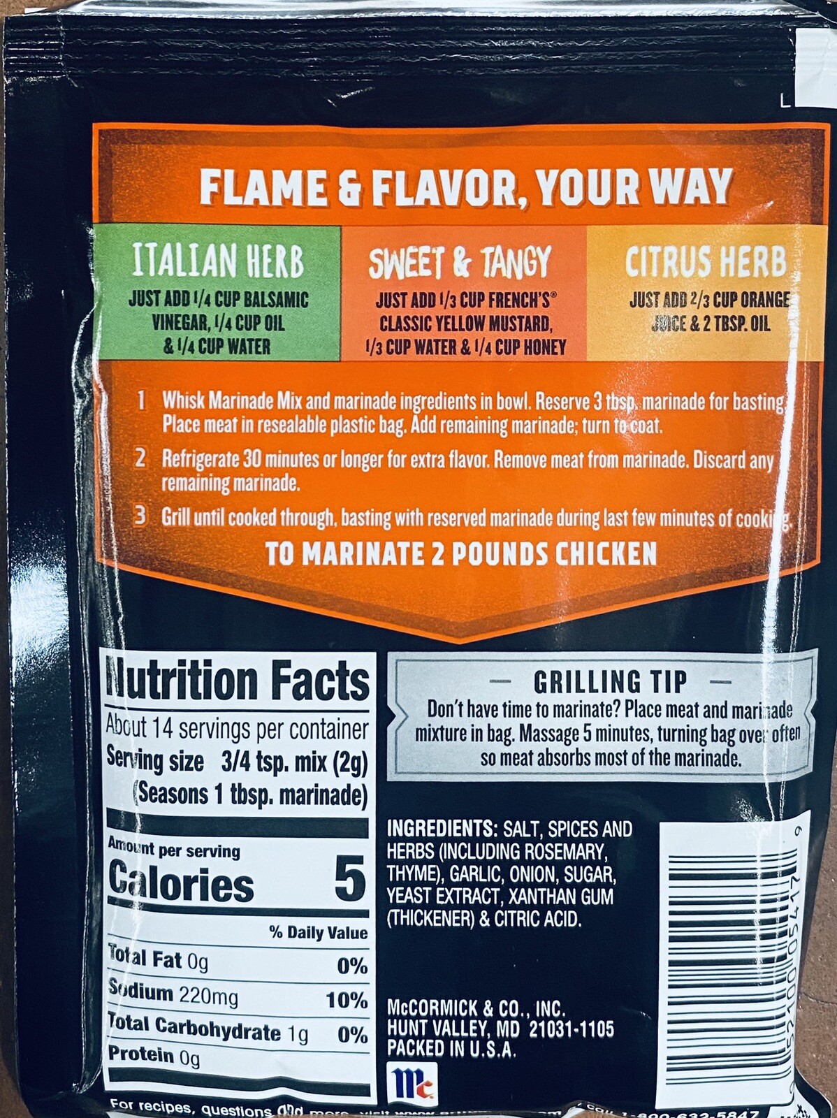 McCormick Grill Mates GRILLERS CHOICE CHICKEN Marinade Mix 1.12 oz