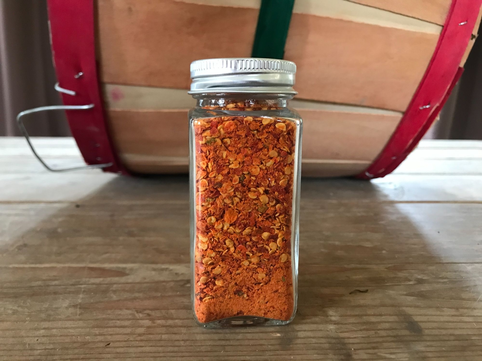 Dried and crushed Red Chili peppers to add a kick! No other ingredients.