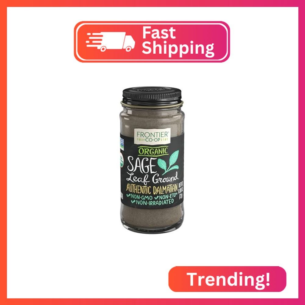 Frontier Co-op Organic Sage Leaf, Ground Spice, 0.8 Oz.