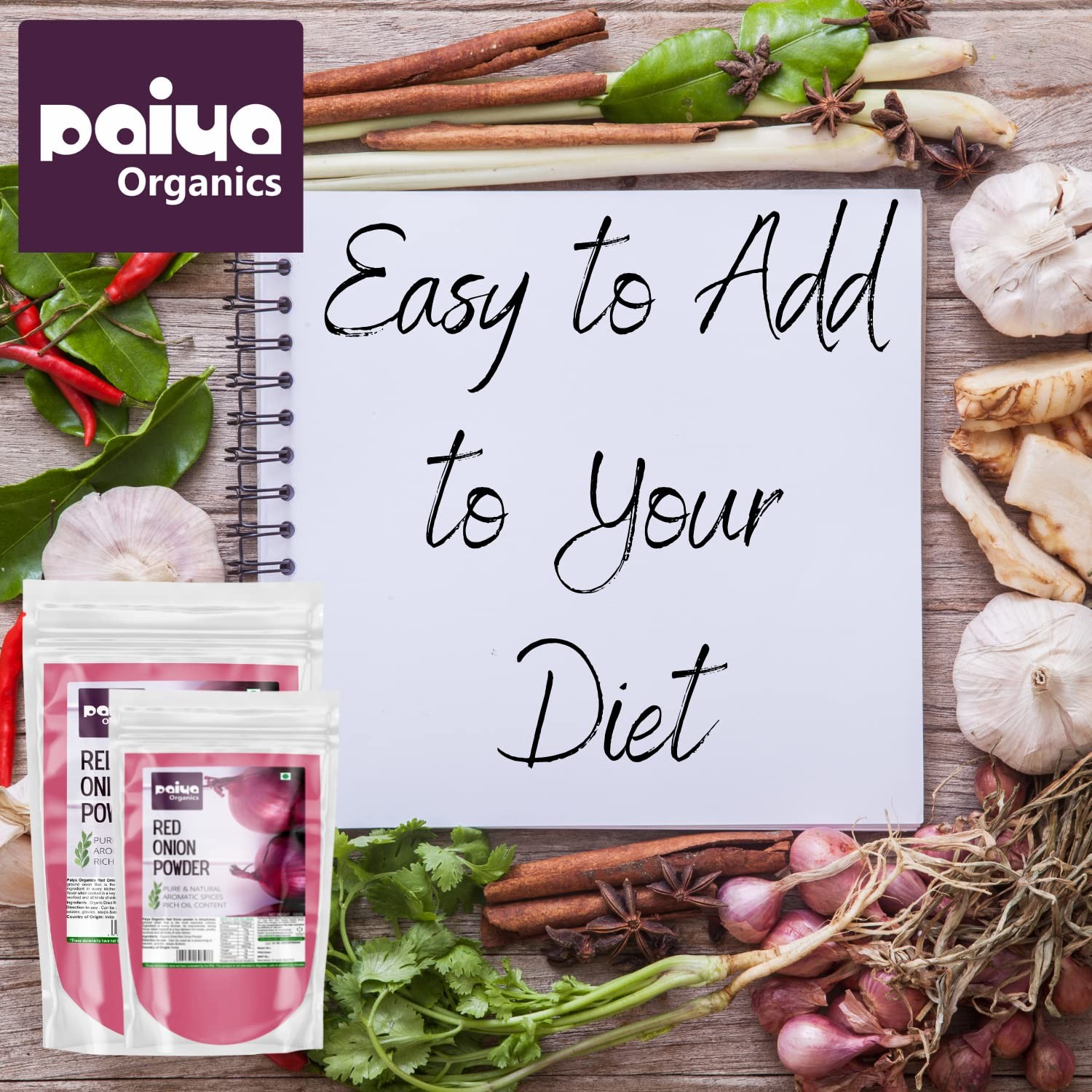 Paiya Organics Red Onion Powder 100gm Each Pack Of 4