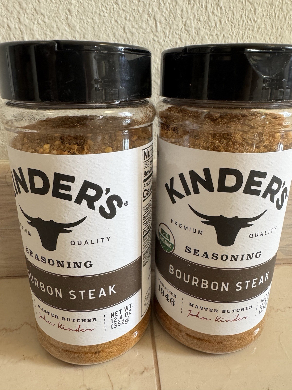2 Bottles Kinder’s Bourbon Steak Seasoning 12.4oz Each Exp 7/28