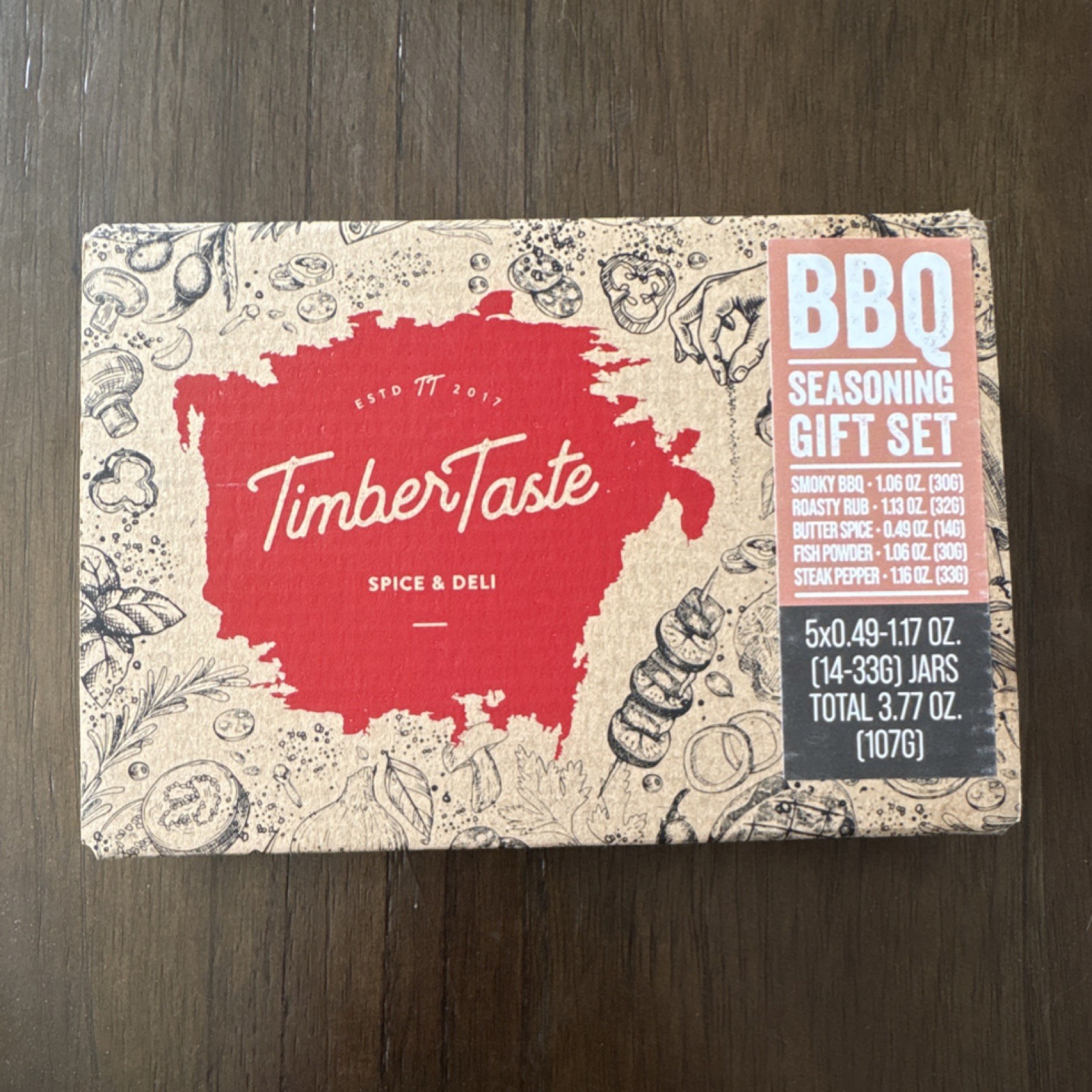 TimberTaste BBQ Seasoning Gift Set Spice Mix 5 Pack 107g Total