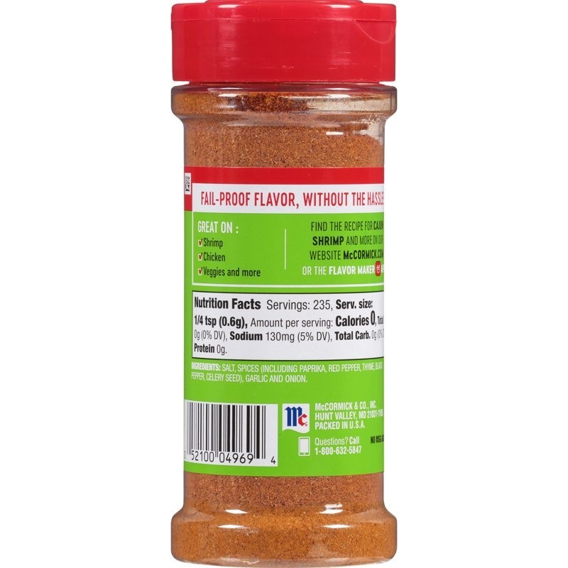 McCormick Cajun Seasoning, 5.0 oz Bottle