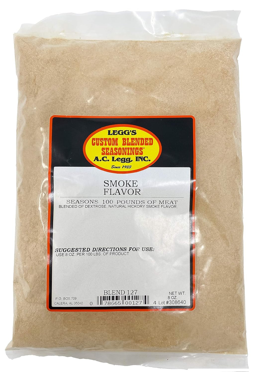 A.C. Legg Inc – Smoke Flavor Seasoning – 8 Ounces for up to 100 Pounds of Meat