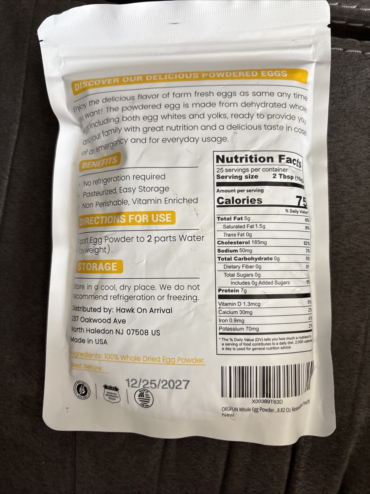 ORGFUN Egg White Powder 8 Oz, Pasteurized Egg White Powder Gluten-Free, Non-GMO