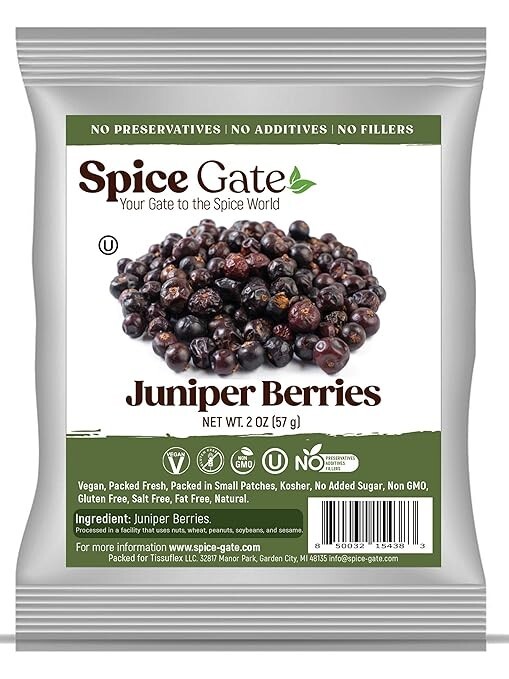 Spice Gate Juniper Berries – Whole Berries (2 oz) ideal for meat, turkey